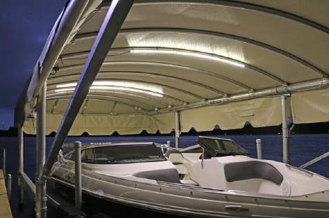 Legacy canopy with LED flexible strip lights mounted underneath for nighttime safety